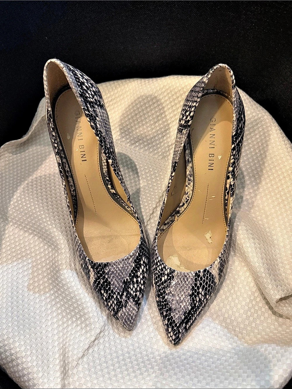 GIANNI BINI Pointed Toe Animal Print Heels Black & White US 8M